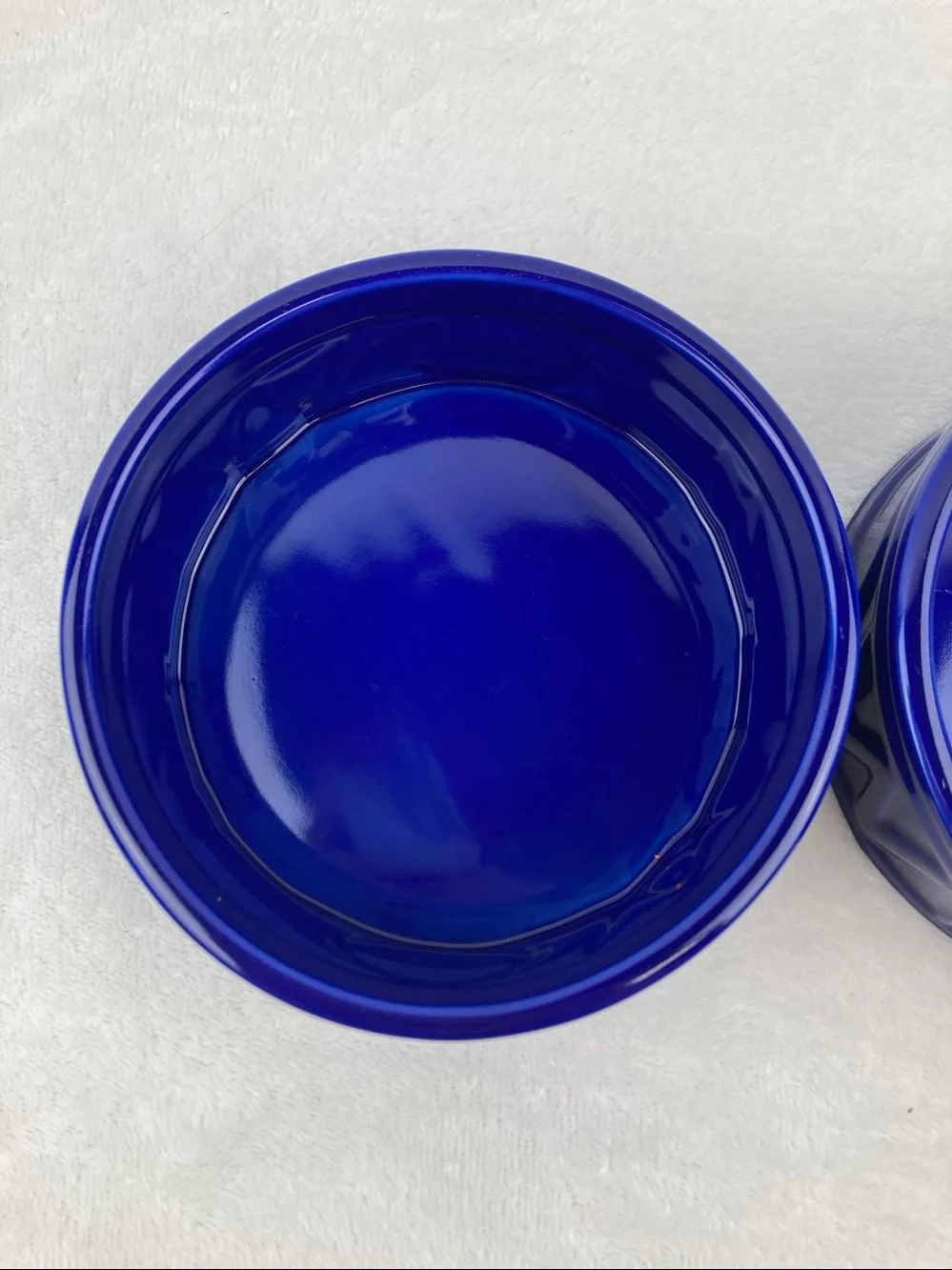 Cobalt Blue Meow Kitty Food Dishes Set of 2, 4.75” x 2”